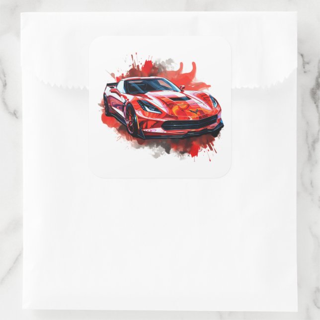 Muskelauto Quadratischer Aufkleber (Tasche)