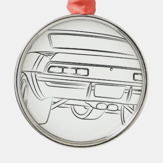 Muskelautozeichnen Silbernes Ornament
