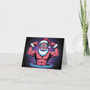 Muskelbepackter Weihnachtsmann Bodybuilder Illustr Feiertagskarte