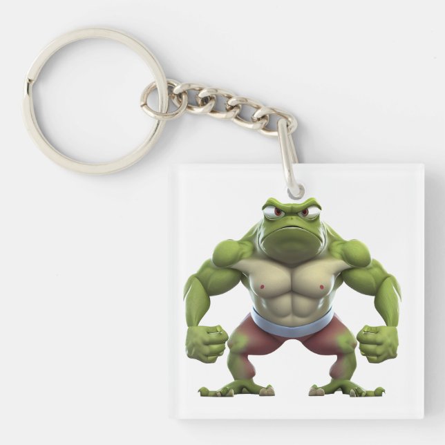 Muskelfrosch, starker Muskelfrosch Schlüsselanhänger (Vorderseite)