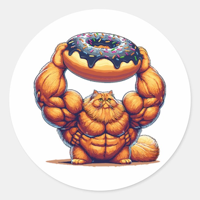 Muskelkater Heben Doughnut Runder Aufkleber (Vorderseite)