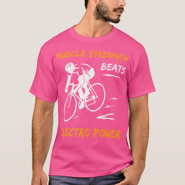 Muskelkraft Beats Electro Power Mountainbiker T-Shirt (Vorderseite)