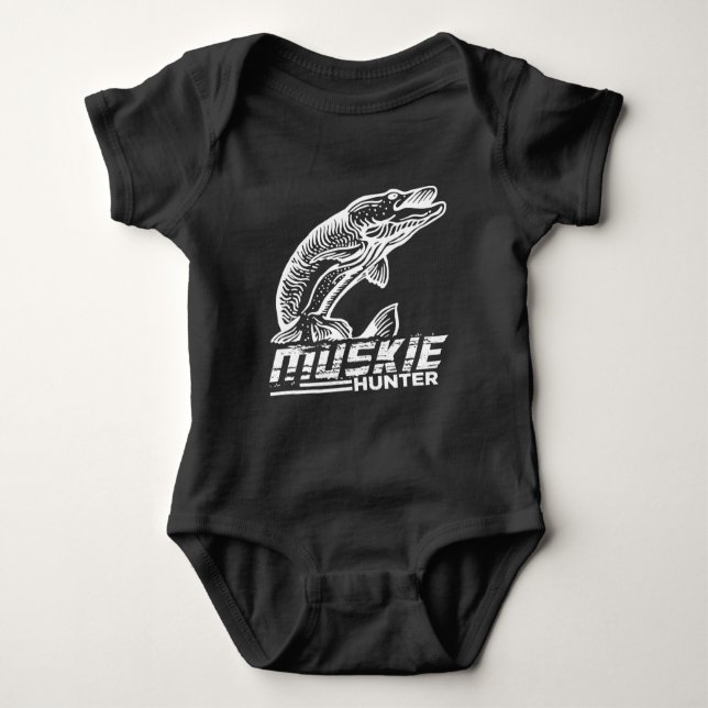 Muskellunge Fisch Muskie Hunter Musky Fischen Baby Strampler (Vorderseite)