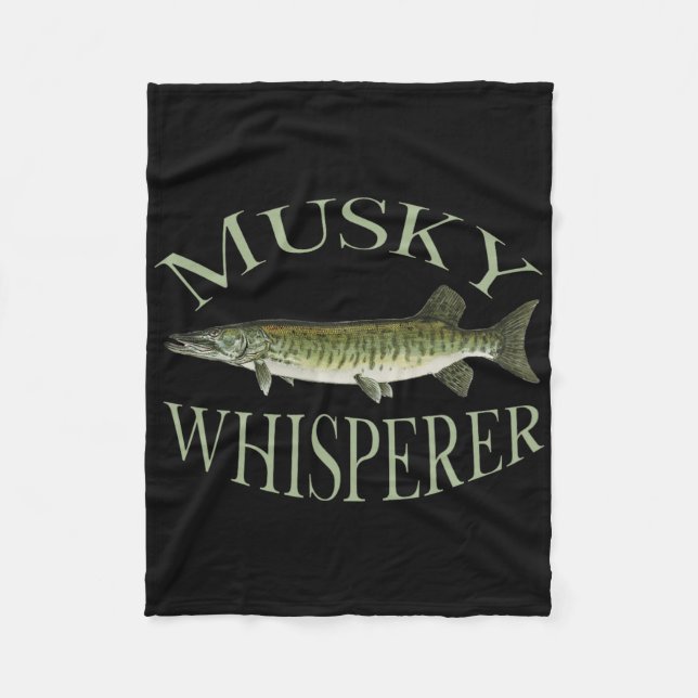 Muskellunge-Fischillustrationskunst Angeln An Fleecedecke (Vorderseite)