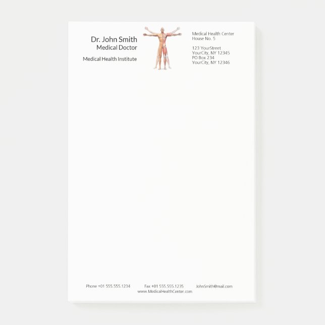 Muskeln des menschlichen Körpers Post-it Klebezettel (Vorderseite)