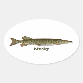 Muskeln (Muskellunge) Ovaler Aufkleber