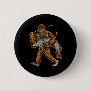 Muskie-Angeln Tiger Musky Jagd Bigfoot Fischer Button