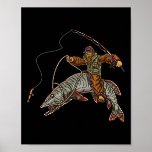 Muskie-Angeln Tiger Musky Jagd Bigfoot Fischer Poster