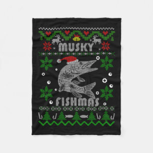Muskie Angler Fishmas Musky Fischen Geschenke Ugly Fleecedecke