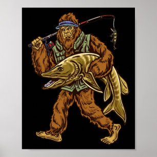 Muskie Fischen Bigfoot Musky Jagd Fischer Poster