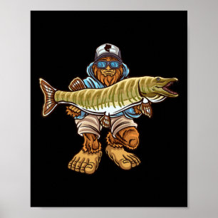 Muskie Fischen Bigfoot Musky Jagd Fischer Poster