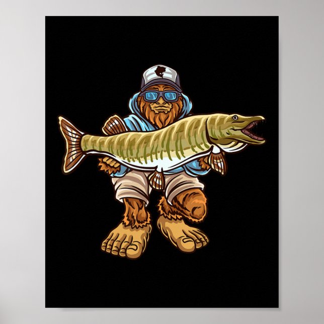 Muskie Fischen Bigfoot Musky Jagd Fischer Poster (Vorne)