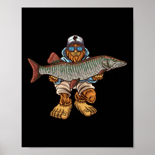 Muskie Fischen Tiger Musky Jagd Bigfoot Fischer Poster