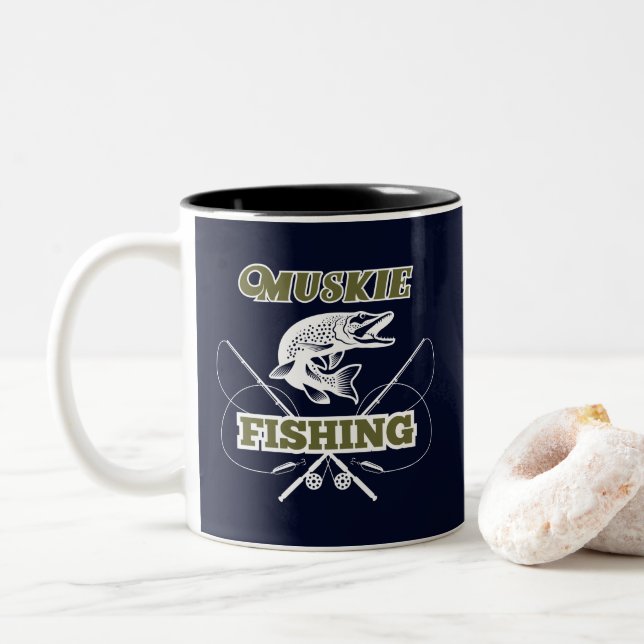 Muskie Fishing Trophy Sportfisch Zweifarbige Tasse (Mit Donut)