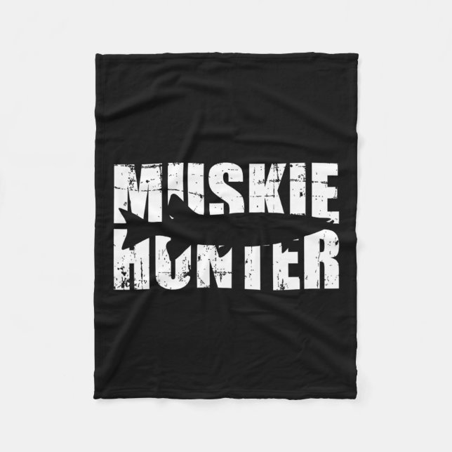 Muskie Hunter Fischen Fleecedecke (Vorderseite)