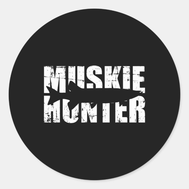 Muskie Hunter Fischen Runder Aufkleber (Vorderseite)
