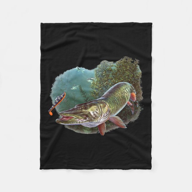 Muskie Hunter Musky Fisherman Fly Fishing Lure Nov Fleecedecke (Vorderseite)