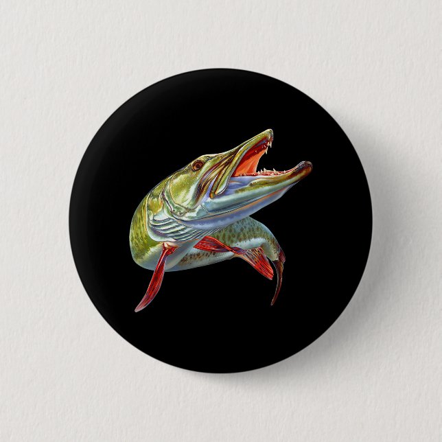 Muskie Hunter Musky Fisherman Lure Fly Fishing Button (Vorderseite)