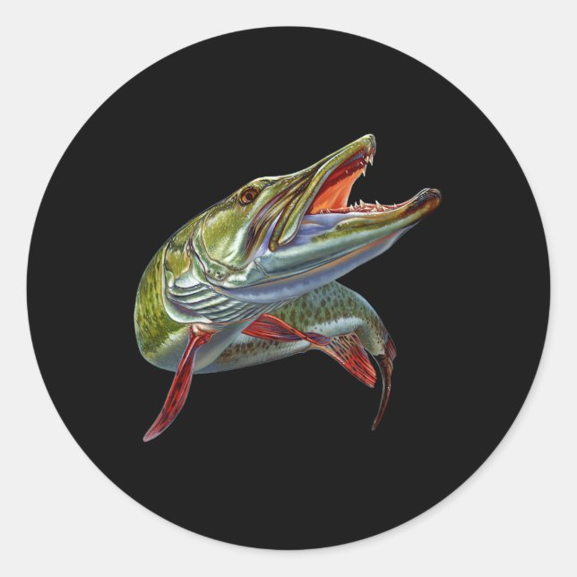 Muskie Hunter Musky Fisherman Lure Fly Fishing Nov Runder Aufkleber (Vorderseite)