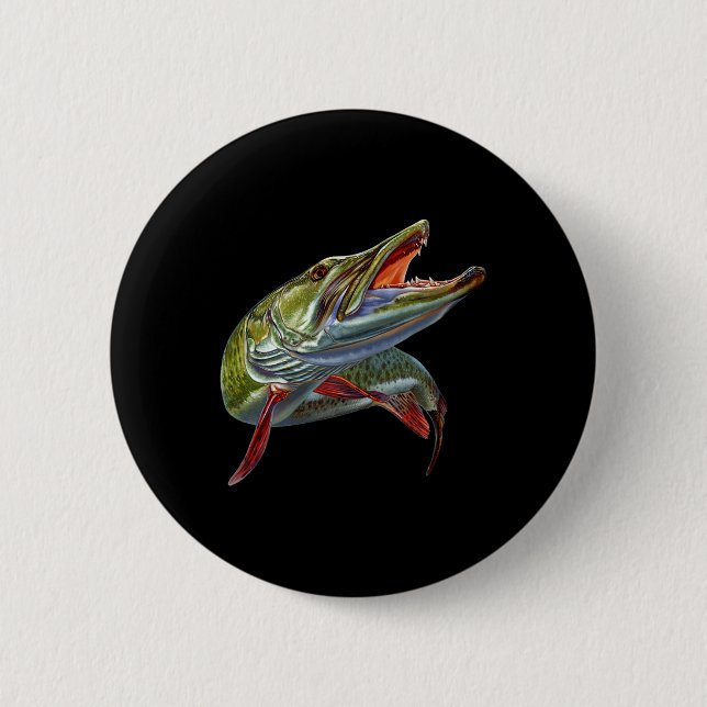 Muskie Jäger Musky Angler Köder Fly Fishing Nov Button (Vorderseite)