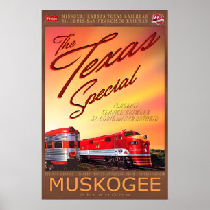 Muskogee Oklahoma Texas Special Retro-Zugposter Poster
