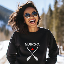 Muskoka Canada Crossed Paddle Oars Maple Leaf Dark Sweatshirt
