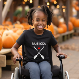 Muskoka Canada Crossed Paddle Oars Maple Leaf Dark T-Shirt