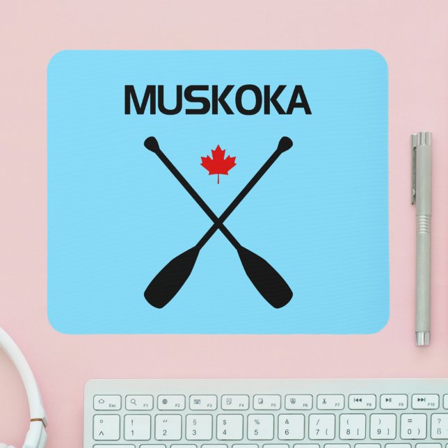 Muskoka Canada Crossed Paddle Oars Maple Leaf Mousepad (Von Creator hochgeladen)