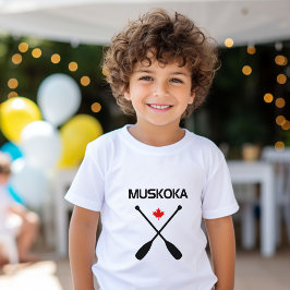 Muskoka Canada Crossed Paddle Oars Maple Leaf T-Shirt