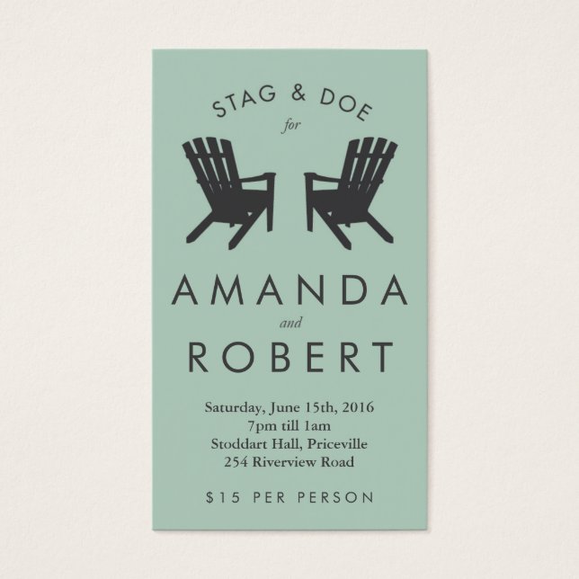 Muskoka Chair Stag and Doe Ticket, Aqua (Vorderseite)