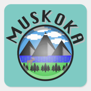 Muskoka Design (Version 2) - Strandtuch Quadratischer Aufkleber