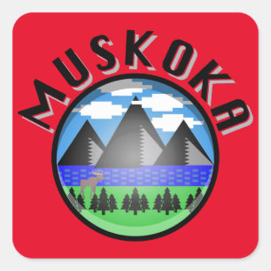 Muskoka Design (Version 2) - Strandtuch Quadratischer Aufkleber