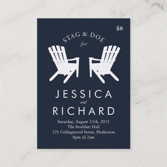 Muskoka Stuhl-Hirsch und Damhirschkuh etikettieren Visitenkarte (Vorderseite)