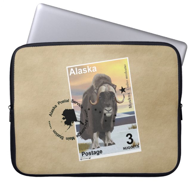 Muskox Briefmarke Souvenir Laptopschutzhülle (Vorderseite)