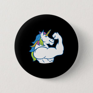 Muskuläre Einhorn - Funny Magic Fitness Bodybuild Button