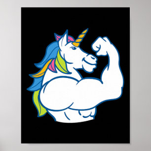 Muskuläre Einhorn - Funny Magic Fitness Bodybuild Poster