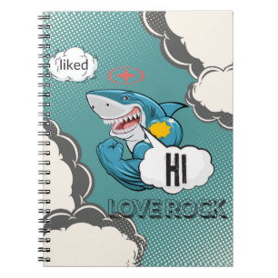 Muskuläre Hai-Comic-Notebook - HI, LIEBE ROC Notizblock