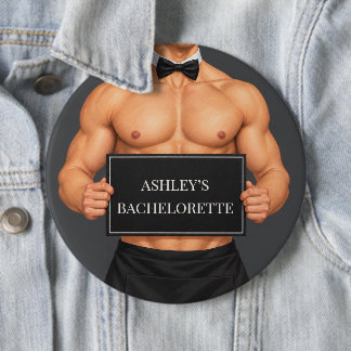 Muskulärer Butler Junggesellinnenabschied Button