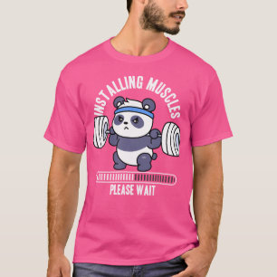 Muskulaturaufbau Fitness Panda Hantelstange T-Shirt