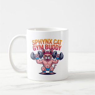 Muskulöse Sphynx-Katze-Gym-Buddy-Cartoon Kaffeetasse