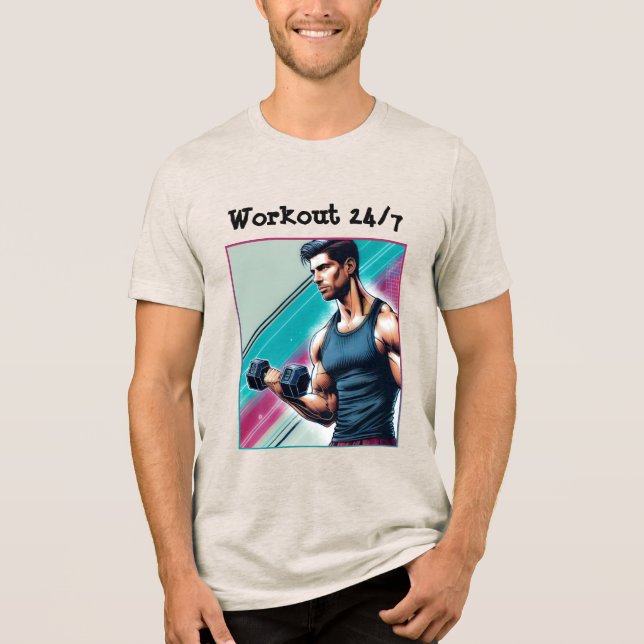 Muskulöser Mann mit einer Hantel Tri-Blend Shirt (Vorderseite)