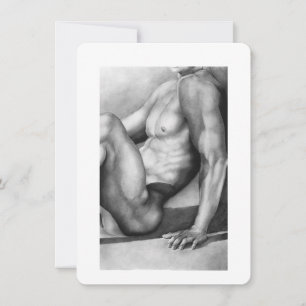 Muskulöser männlicher Torso Sauna Original-Kohleze Dankeskarte