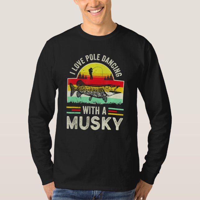 Musky Fish Gag Muskie Fischen Retro Fisherman Vate T-Shirt (Vorderseite)