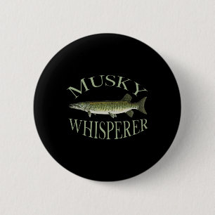 Musky Muskellunge Fisch Illustration Art Fischen Button