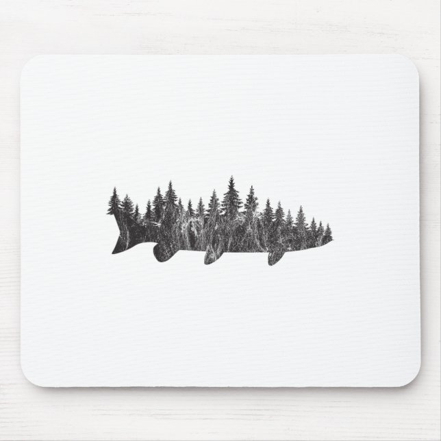 Musky Pine Forest Treeline - Outdoor Fishing Angle Mousepad (Vorne)