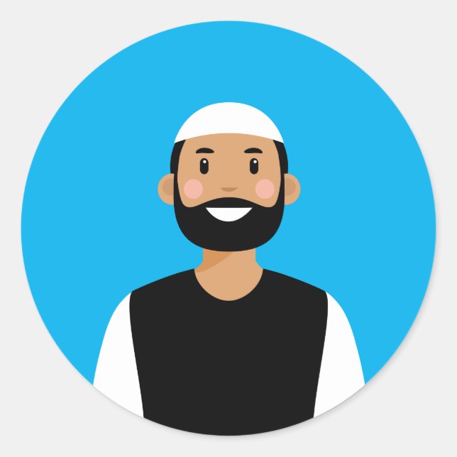 Muslim Man Classic Round Sticker (Vorderseite)