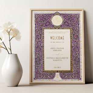 Muslimische Hochzeit Lila Gold Willkommensschild N Foliendrucke