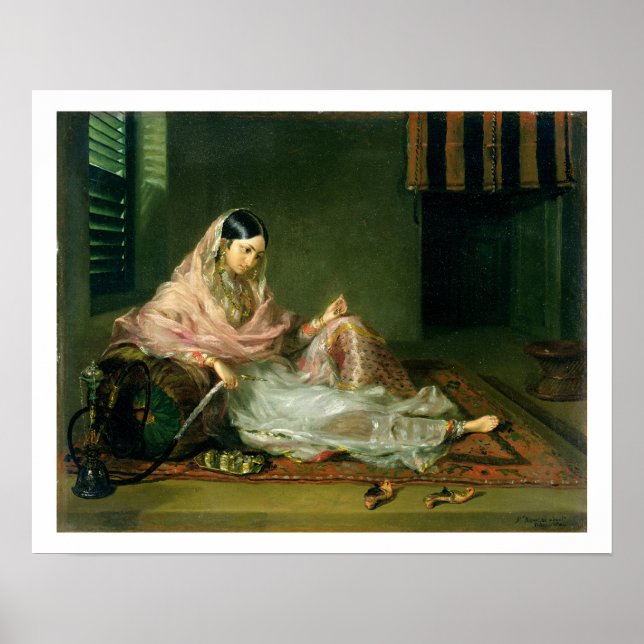Muslimische Lady Reclining, 1789 (Öl auf Leinwand) Poster (Vorne)
