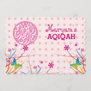 Muslimisches Mädchen pink aqiqah Islamische Einladung