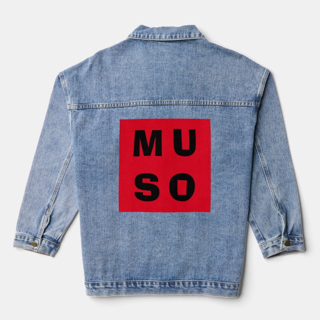 Muso Minimalistisch Red Cool Musician Jeansjacke (Rückseite)